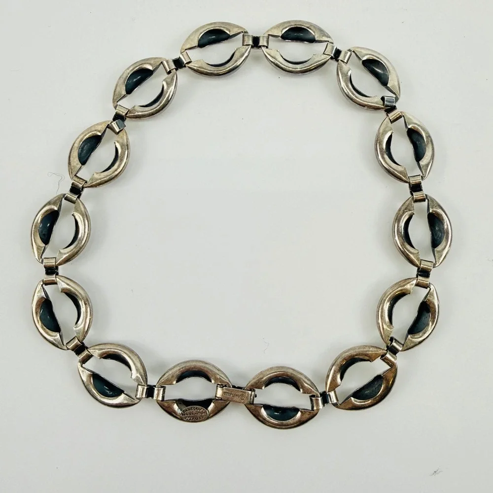 Vintage Danecraft Sterling Silver Modernist Link Necklace 44g Mid Century